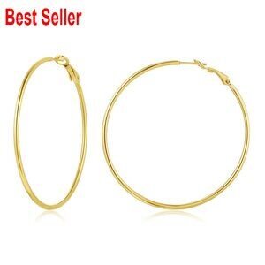 Oversized Hoop Earrings Surgical Steel Hypoallergenic Classic Chic Minimal